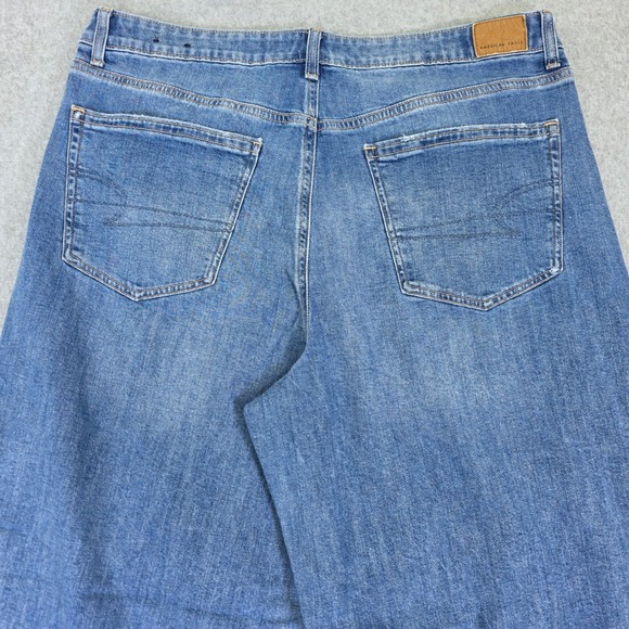 American Eagle Super High-Rise Baggy Wide Leg Jeans Women 16 Long Blue - Picture 9 of 15